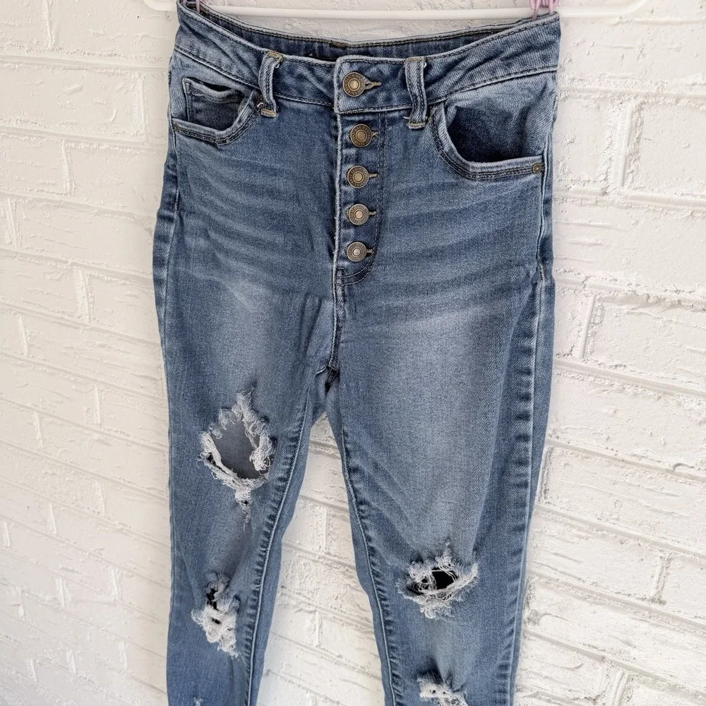 WAX Jeans Women's Blue‎ Distressed Skinny Size 5/27